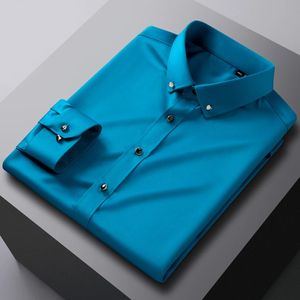 Camicie casual da uomo Camicia elegante abbottonata con diamanti per feste da ballo senza tasche Camicie casual a maniche lunghe leggermente elasticizzate e senza rughe 231128