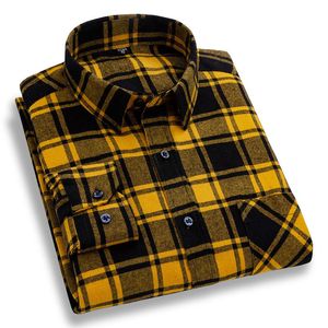 Chemises décontractées pour hommes Chemise décontractée unie pour hommes à manches longues à carreaux mode flanelle robe formelle coton confortable chemise de travail social pour hommes 230331