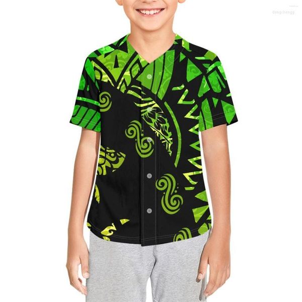 Chemises décontractées pour hommes Tatouage totem hawaïen tribal polynésien pour hommes Impressions hawaïennes Maillot de baseball garçon personnalisé Nom imprimé personnalisé