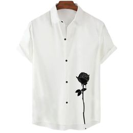 Chemises décontractées pour hommes Chemise pour hommes Fleur solide Impression 3d Sweat-shirt sortant quotidien Harajuku Vêtements d'été pour hommes Hauts respirants 230711