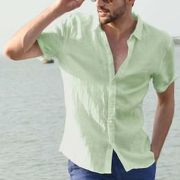 Chemises décontractées pour hommes Chemises pour hommes Chemises à manches courtes en lin pour hommes