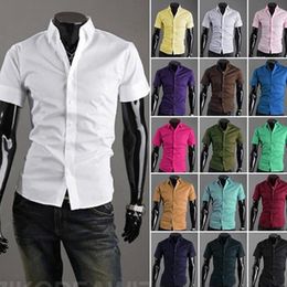 Casual shirts voor heren heren zomer Koreaanse mode slanke fit shirt vrijetijds vrijetijdsbedrijf sociaal zakelijk jurk merken shirt heren hoge kwaliteit korte mouw 20 kleuren 230412