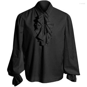 Chemises décontractées pour hommes Wepbel Victorien Steampunk Chemise à volants Tops Médiévale Vampire Hommes Lâche Renaissance Halloween Costume