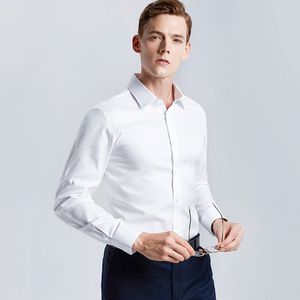 Chemises décontractées pour hommes Chemise blanche pour hommes à manches longues sans repassage Business Professional Work Collared Clothing Casual Suit Button Tops Plus Size S-5XL 230504