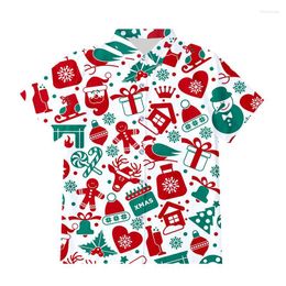 Casual shirts voor heren heren Xmas Snowman 3d bedrukt shirt Merry Chirstmas Gift Lover Party Button Fashion Men Korte mouwen Blouse