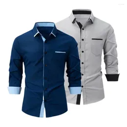 Chemises décontractées pour hommes Hommes Chemise Colorblock Plaid Imprimer Spring Slim Fit Cardigan à manches longues Manteau pour Streetwear Business Moderne