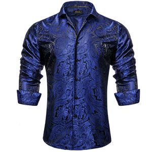 Chemises décontractées pour hommes Chemise à manches longues de luxe Royal Blue Paisley pour vêtements Social Tuxedo Dress DiBanGu 230912