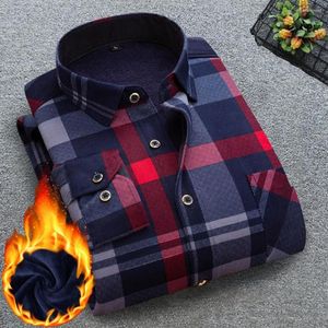 Chemises décontractées pour hommes Hommes Chemise Plaid Imprimer Manches longues Boutons à poitrine unique Col rabattu Garder au chaud Cardigan Plus Taille Win