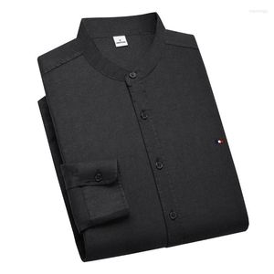 Chemises décontractées pour hommes Chemise pour hommes Printemps -Design Couleur unie à manches longues Lin Hommes Blouse Fashion Fit Slim Coton Vêtements Homme Tops