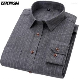 Chemises décontractées pour hommes rayures hommes rayures gris rétro vintage pour le printemps à manches longues masculines vêtements de mode papa cadeau 00552