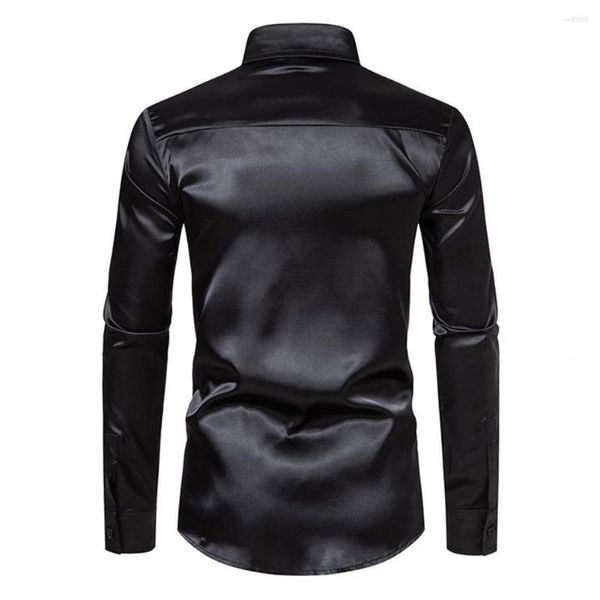 Chemises décontractées pour hommes Hommes Soie Comme Satin Chemise Élégante Soie À Manches Longues Slim Fit Bouton Down Business Tenue Formelle Pour Un