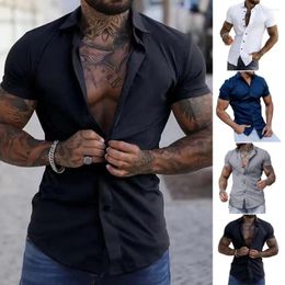 Chemises décontractées pour hommes Hommes Slim Fit Chemise d'été élégant avec col rabattu manches courtes Design Business respirant pour formel