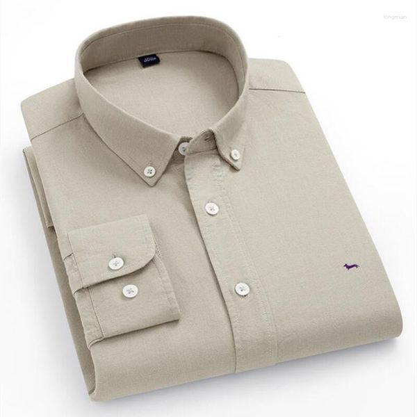 Camisas casuales para hombres blusas de primavera bordado de manga larga algodón respiración sólida libremente negocios blaine blane