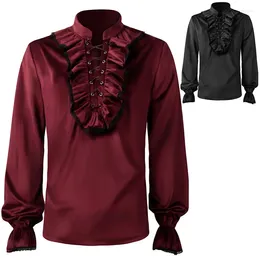 Chemises décontractées pour hommes chemises Steampunk plies Médiéval Victorien Vintage Top à manches longues Costume Renaissance Costume de fête