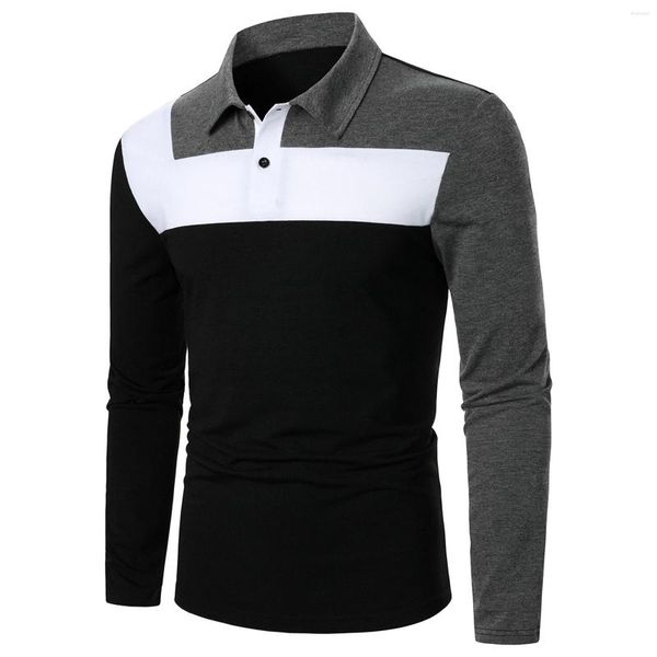 Chemises décontractées pour hommes Polo à rayures pour hommes Chemisier à boutons de couleur assortie Mode d'affaires Confort Doux Haut de sport en vrac Tunique Streetwear