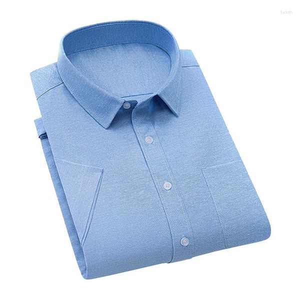 Chemises décontractées pour hommes Hommes Summer 2023 Oxford Solide Couleur Coton Col Turn-Down Chemise à manches courtes Coupe régulière pour