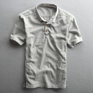 Casual shirts voor heren mannen zomer katoen linnen shirt shirt korte mouwen comfortabele traditionele Chinese dunne pullover top jas