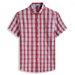 Camisas casuales para hombres Hombres Verano Tallas grandes Manga corta Cómoda Tela escocesa para hombre Moda Estilo clásico Camisa masculina 8XL