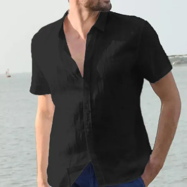 Camisas casuales para hombres Hombres Top Verano Ropa para hombre Cierre de botón Camisa básica masculina Blusa