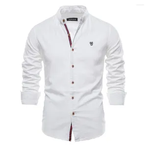 Chemises décontractées pour hommes Hommes Blanc Tops Coton Lin Blouses À Manches Longues Col En V Chemise Social Business Slim Formelle Top Mâle Vêtements