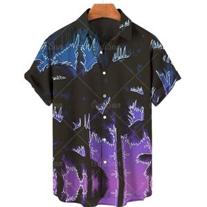 Casual shirts voor heren mannen vrouwen kokosboomafdruk korte mouw Hawaiiaanse oversized losse zomerstrandtopsmen's