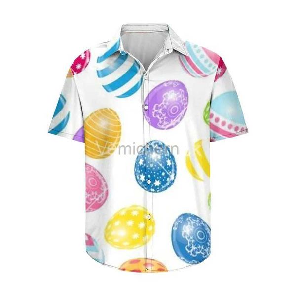 Chemises décontractées pour hommes hommes Femmes Pâques Hawaiian Shirt Happy Short Sleeve Cuban Collar bouton-bas Tops pour 240417