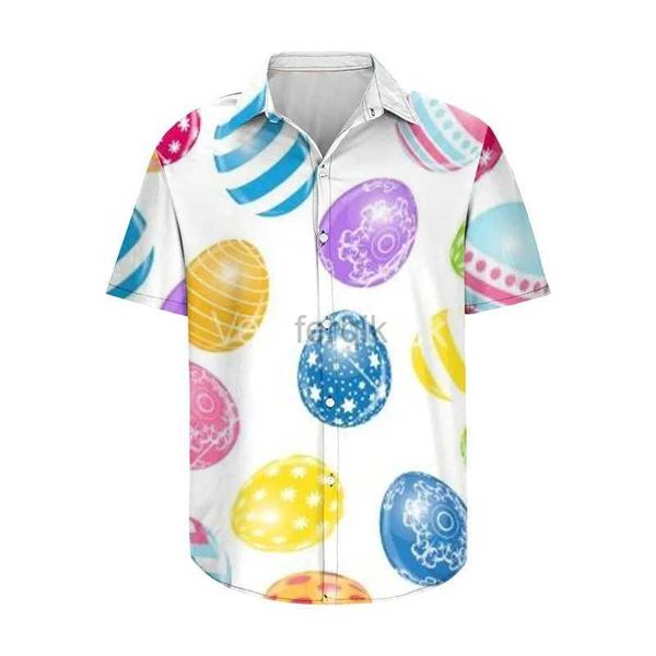 Chemises décontractées pour hommes hommes Femmes Pâques Hawaiian Shirt Happy Short Sleeve Cuban Collar Button-Down Tops pour 24416