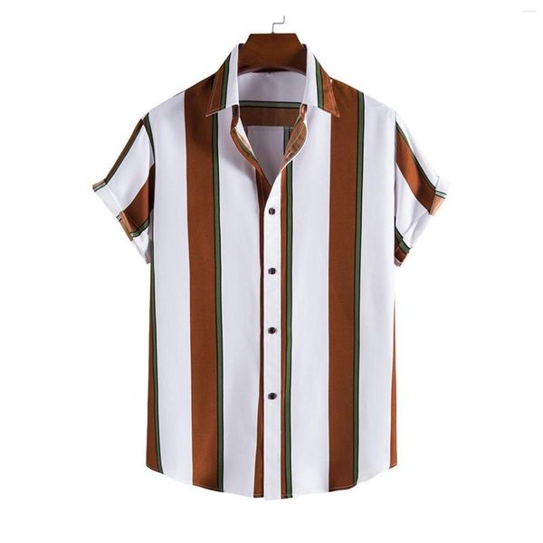 Camisas casuales para hombres Ropa de los años 50 para hombres Vestido de manga superior Camisa a rayas Tamaño Hombres Poliéster Spandex Tops Púrpura oscuro