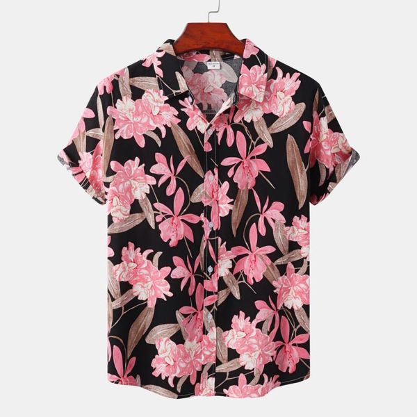 Chemises décontractées pour hommes Aloha Hawaiian Floral 2023 Summer Loose Short Sleeve Male Holiday Vacation Tropical Beach Wear ChemiseMen's