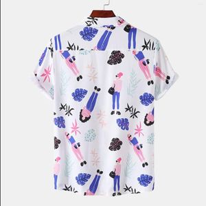 Casual shirts voor heren heren Mens strandkleding zwart bodysuit shirt mannen zomer bedrukte topkraag mode mode stoff nek