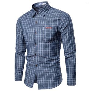 Casual shirts heren heren heren button down pyjama shirt heren modebedrijf vrije tijd geruite printing met lange mouwen polyester lange mouw T-shirt