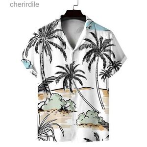 Chemises décontractées pour hommes Mentes Casual Palm Palm Palm Tree Shirt Summer Vacation Summer à manches à manches courtes Shirt Hawaiian Flower Aloha Ments Top YQ240408