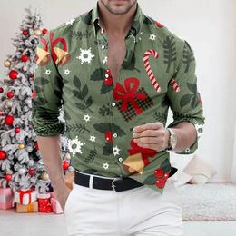 Casual shirts voor heren Kerstshirt voor heren Grappig lelijk Navidad Bedrukt Top-reversblouses Modevakantie Est Camisas de Hombre