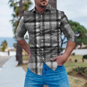 Casual shirts voor herenhemden Heren Kerstmis T Geometrisch shirt Men met ontwerpen Lange mouw voor Menmen's met lange mouwen