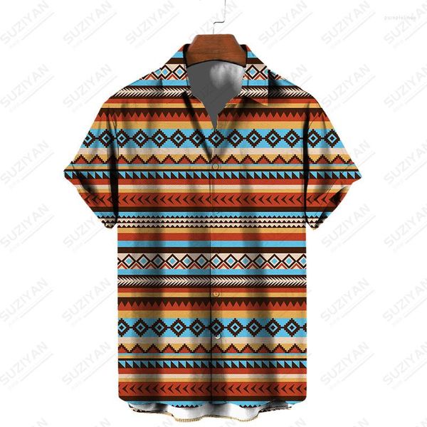 Camisas casuales para hombres Ropa para hombre Harakuju Art Button Up Camisa despojada Hombres Moda Tatuaje de Halloween Británico