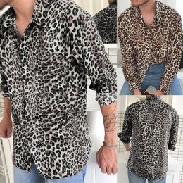 Chemises décontractées pour hommes Chemise à imprimé léopard à la mode pour hommes Chemise à manches longues de haute qualité Social Man Party Homme ShirtMen