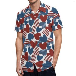 Chemises décontractées pour hommes Mode pour hommes Saint Valentin 3D Numérique Imprimé Single Party Camisas De Hombre Art Print Fleur en vrac