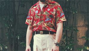 Ygij heren casual shirts heren Hawaiian Aloha bloemenprint shirt korte mouwen Cubaanse kraag 100% katoen zomer causale losse fit vintage kleding 240417