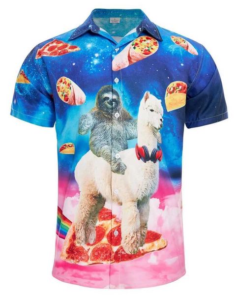 Chemises décontractées pour hommes Hawaiian Beach Shirt 3d Print Animal Funny Tee Top Top Casual Short Sleeve Bouton Down Down Aloha Shirts Streetwear 240424