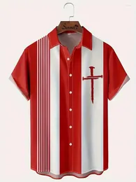 Chemises décontractées pour hommes Hawaiian Shirt Cross Match Bloc Couleur Couleur Buttondown Top Blouse Bouton à manches courtes