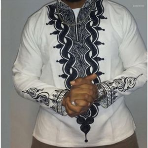 Chemises décontractées pour hommes Chemise à imprimé africain Hipster pour hommes Slim Fit Tribal Gypsy Ethnic Men Long Sleeve Africa Clothing