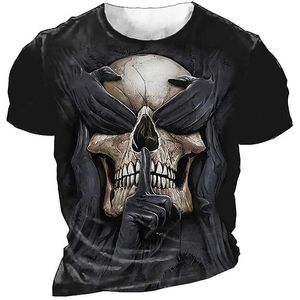 Casual Shirts Heren Horror Schedel T-shirt 3D Print Schedel T-shirts Voor Mannen Death Korte Sle Oversized Tops T-shirt Mannen Kleding 6xl CamisetaC24315