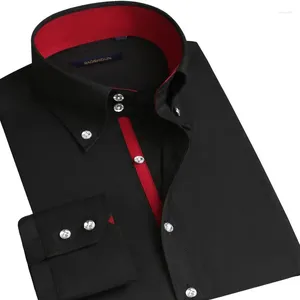 Chemises décontractées pour hommes Mente à manches longues Shirt Buttown-Down Collared Businel Fashion Corée Fashion Slim Fit Designer Black Red