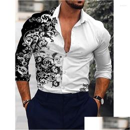 Chemises décontractées pour hommes Hommes de luxe hawaïen floral 3D imprimé hommes chemise de mode été plage chemisier vêtements boutonné livraison directe App Dha3J