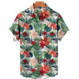 Camisas casuales para hombres Camiseta hawaiana de lujo para hombres Topos de manga corta Floral Floral Sleuse Beach Beach Beach H240408