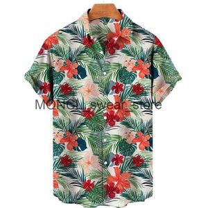 Chemises décontractées pour hommes Mente de luxe Hawaiian Shirt for Men Tropical 3D Plants imprimés floraux Blouse à manches courtes Blouse de vacances Holiday Tops H240408