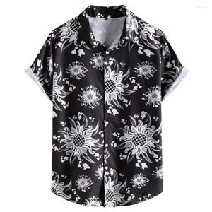 Hommes chemises décontractées hommes homme à manches courtes hauts blanc tournesol mâle hawaïen plage noir chemise Streetwear mince été vêtements 2023