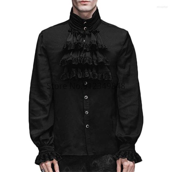Chemises décontractées pour hommes Chemise de pirate pour hommes Vampire Renaissance Victorienne Steampunk Gothique À Volants Médiévale Rétro Halloween Costume Vêtements