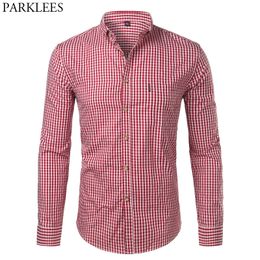 Chemises décontractées pour hommes Chemises habillées décontractées en coton à carreaux Slim Fit à manches longues boutonnées Mode Hommes Travail Marque d'affaires Chemise Chemise Homme 230303