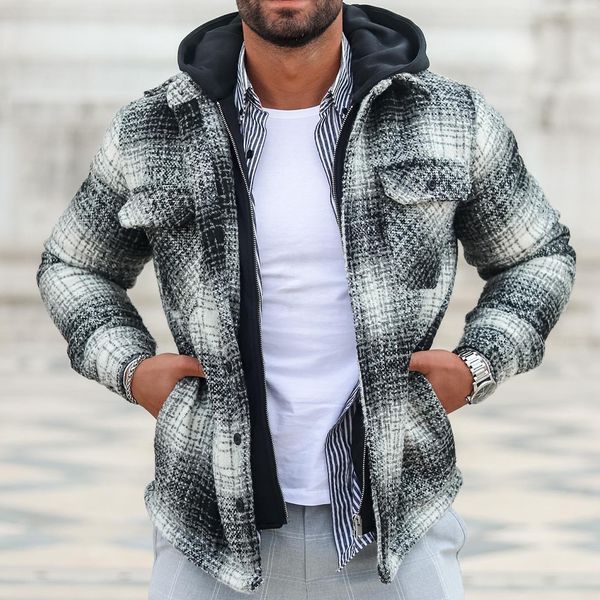 Hommes Chemises Décontractées Hommes Plaid À Capuche À Carreaux Flanelle Lâche À Manches Longues Blouse Tops Hommes Veste Sociale Vêtements 230221